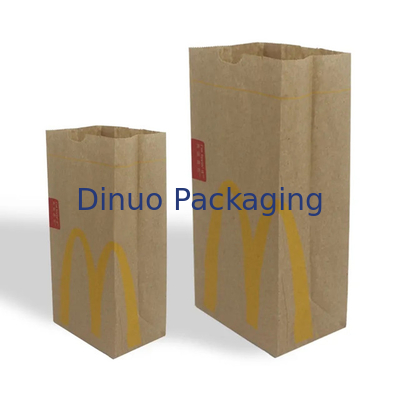 Dimensão personalizada de alimentos de fundo plano fina bolsa de papel de pão Kraft sem alça com logotipo