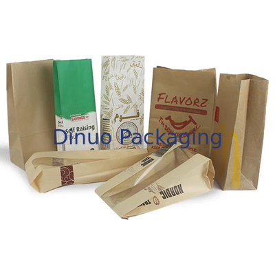 Dimensão personalizada de alimentos de fundo plano fina bolsa de papel de pão Kraft sem alça com logotipo