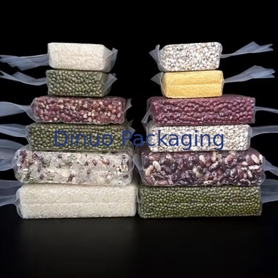Saco de vácuo transparente personalizado com impressão de grãos variados superfície offset reciclável para uso industrial alimentar