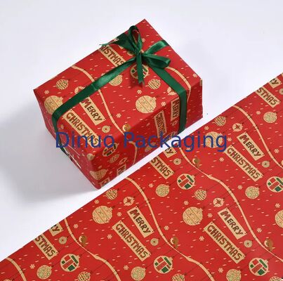 Papel de embrulho de Natal rolos de PE revestido à prova d'água com padrões clássicos de Natal para embrulho de presentes artesanato DIY