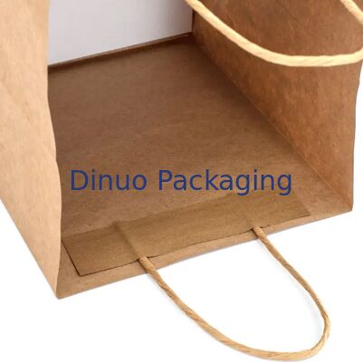 Recyclable Brown Kraft Paper Tote Bag With Paper Handles Lightweight Disposable Bag For Packaging
