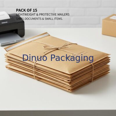 Embalagem de 15 Kraft Bubble Mailers Envelopes de proteção leves e duráveis adequados para o transporte de documentos e pequenos itens