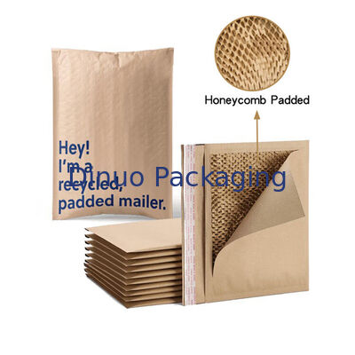 Envelopes de papel kraft compostáveis ​​personalizados, recicláveis, 100% biodegradáveis, favo de mel, sacos de envio acolchoados para envio