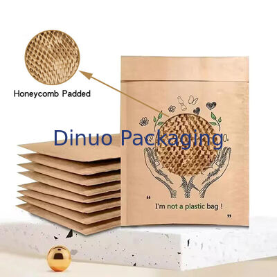 Envelopes de papel kraft compostáveis ​​personalizados, recicláveis, 100% biodegradáveis, favo de mel, sacos de envio acolchoados para envio