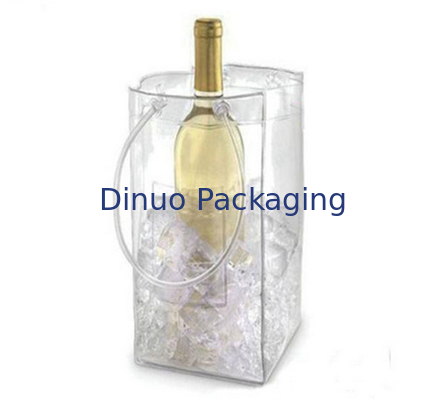 Sacos de empacotamento claros não tóxicos do PVC, malote de empacotamento do cubo de gelo do vinho com punho