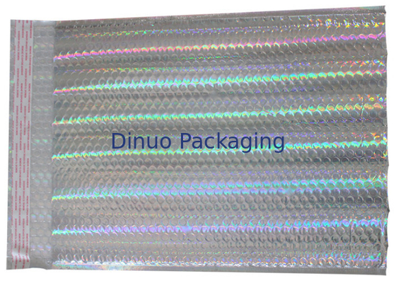 Os sacos de envio pelo correio holográficos luxuosos, cor #000/4x8 brilhante acolchoaram envelopes da embalagem