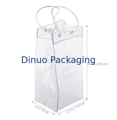 Sacos de empacotamento do PVC do punho da corda da segurança, sacos plásticos reusáveis do refrigerador de vinho