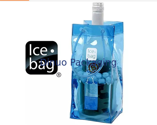 Sacos de empacotamento do PVC do punho da corda da segurança, sacos plásticos reusáveis do refrigerador de vinho