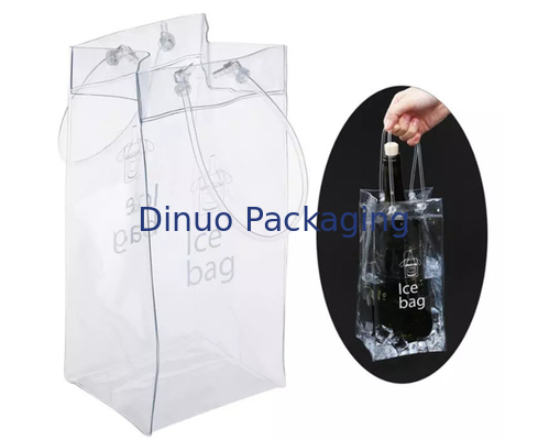 Sacos de empacotamento do PVC do punho da corda da segurança, sacos plásticos reusáveis do refrigerador de vinho