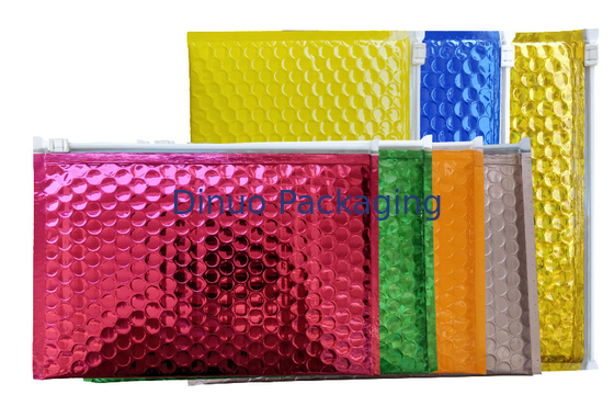 Multi - envelopes de envio pelo correio acolchoados holográficos metalizados cor-de-rosa do filme do costume A5 dos sacos plásticos de bolhas do zíper da função