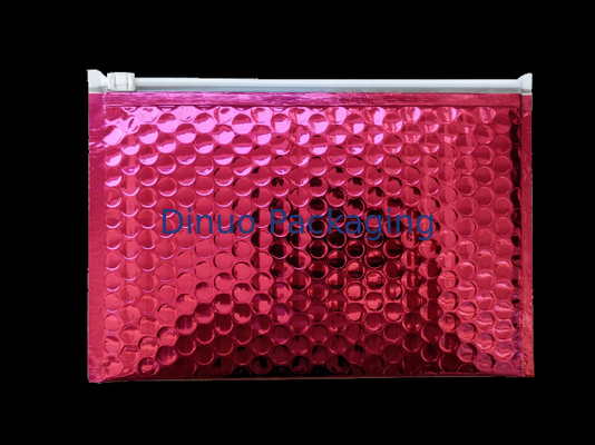 Multi - envelopes de envio pelo correio acolchoados holográficos metalizados cor-de-rosa do filme do costume A5 dos sacos plásticos de bolhas do zíper da função