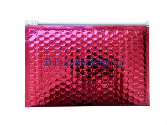 O vermelho Shinny folha metálica o saco plástico de bolhas padrão acolchoado do zíper do bloco dos encarregados do envio da correspondência do envelope A3
