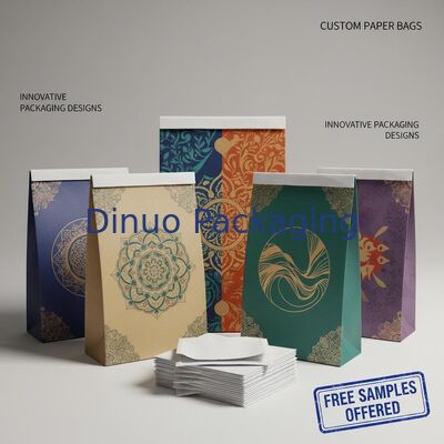 Sem caixa lateral Bolsas de papel personalizadas Gravura Impressão de 1 a 9 cores amostras gratuitas oferecidas Design de embalagem inovador